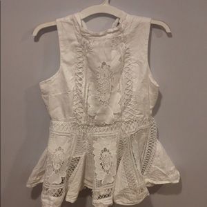 Nicole Miller White Peplum Sleeveless Top